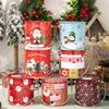 Pack Of 2 Christmas Treat Boxes with Handle Handheld Round Bucket Tinplate Sweets Cookie Container for Party Use