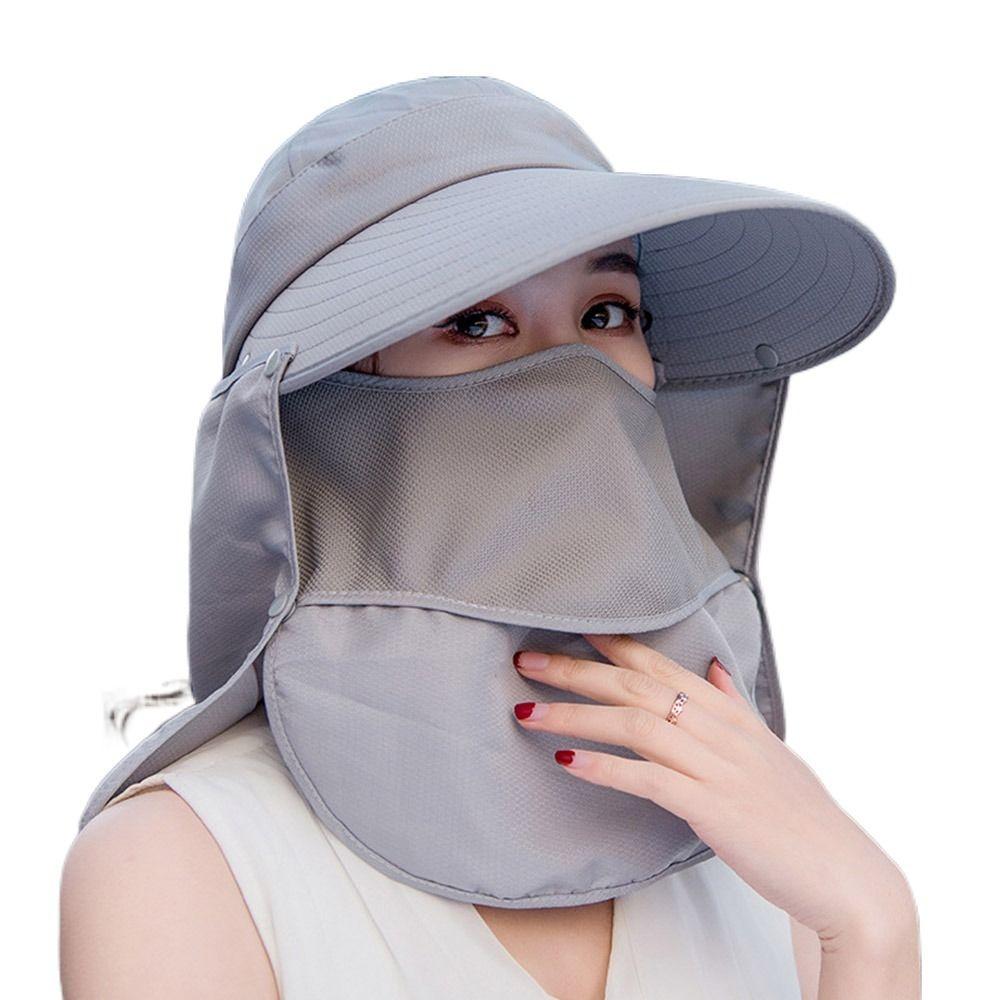 Women Breathable Detachable UV Protection Beach Cap Shade Hat Sunshade Sun Hat Fisherman Cap