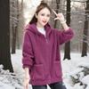 Lamb fleece hoodie for women with thickened fleece, loose autumn and winter Korean zipper cardigan, teddy fleece