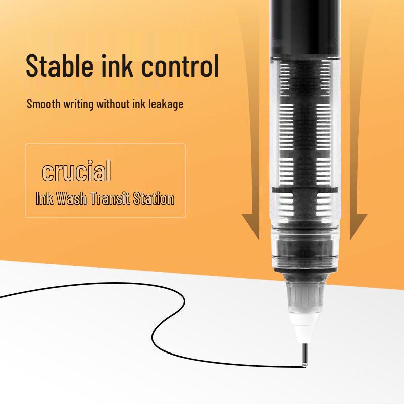 Deli S856 Quick-Dry 0.5 Black Rollerball Pen for Students - Full Needle Tube, Water-Based Ink