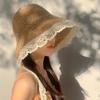 New Women'S Lace Sun Hat Wide Along The Beach Hat Summer Straw Hat Folding Sun Hat Head Women'S Beach Uv Protection Hat
