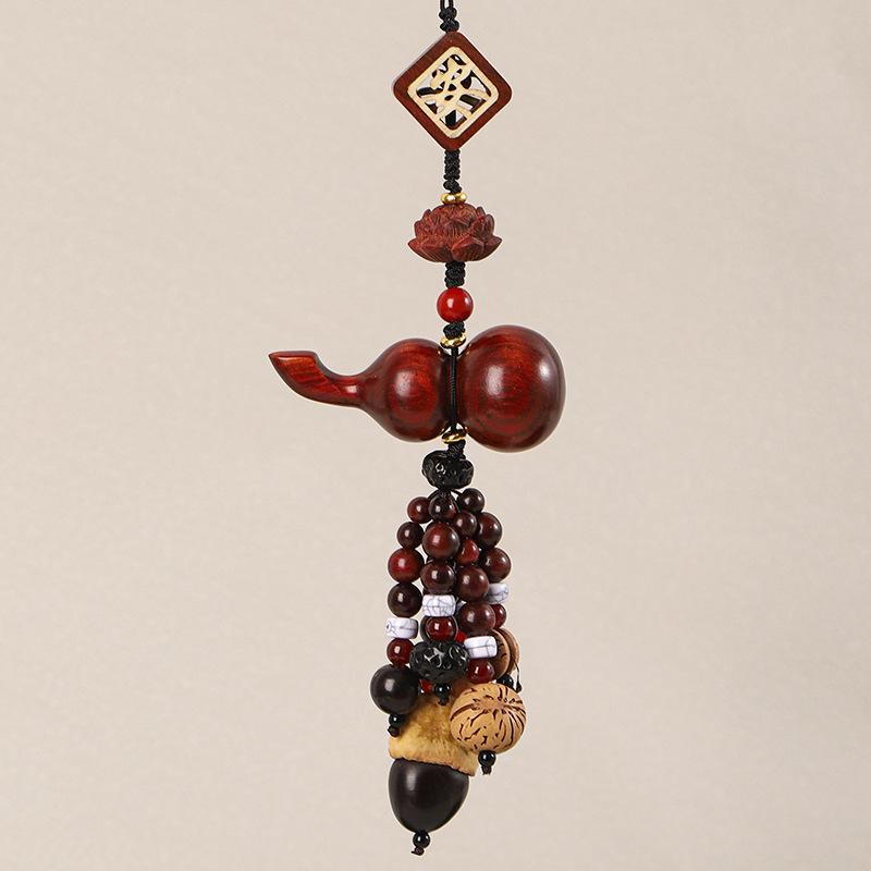 Peace Fortune Sandalwood Bodhi Gourd Pendant - Creative Luck Charm and Car Accessory