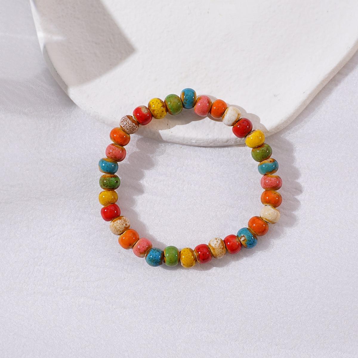 Керамический браслет с бусинами, новый модный цветочный глазурованный, разноцветный, повседневный, этнический стиль, для студента