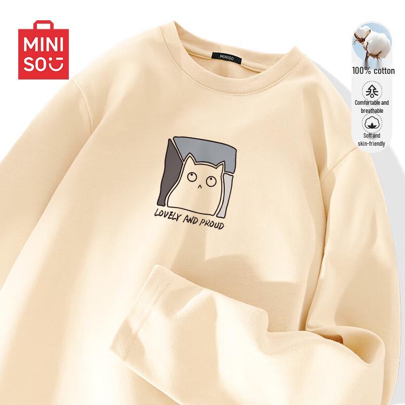 MINISO Men s Loose-Fit Pure Cotton Long Sleeve T-Shirt XL