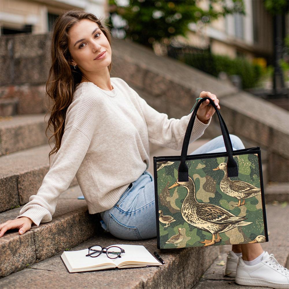 Cute Duck Pattern Tote Bag Casual Daily Shoulder Bag for Shopping Travel Outdoor Use