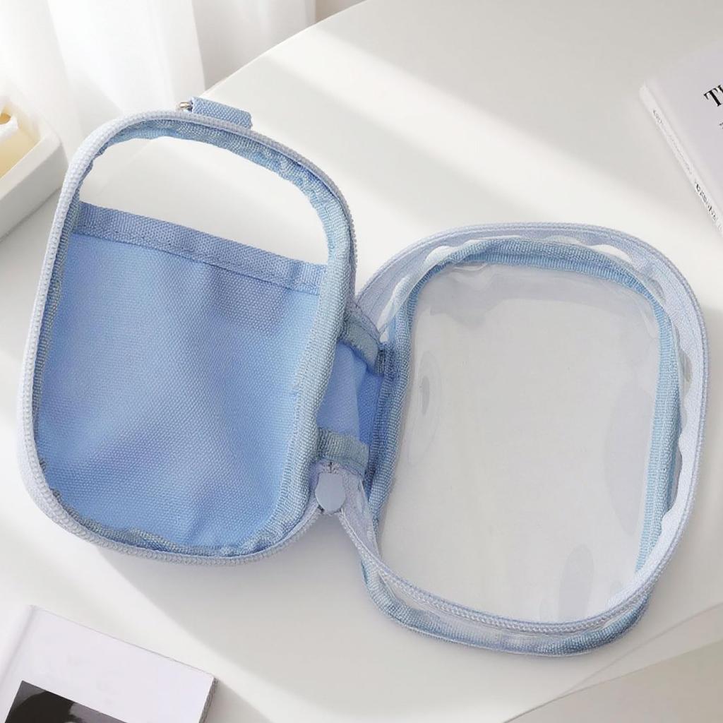 Mini Powder Blue Plush Toy Storage Decorative Box Pouch, Perfect for ITA Bags, Oshikatsu Stuffed Toys, Doll Storage, Outings, Transparent Window, PVC