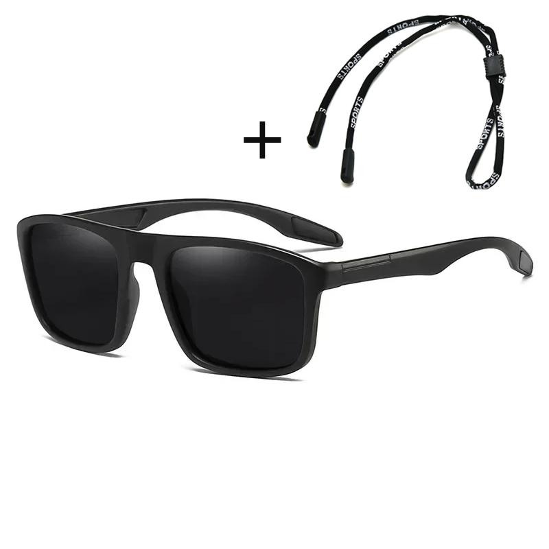 Unisex Polarized Sunglasses With Rope Trendy Women Men Vintage Outdoor Sun Glasses Fashion Uv400 Riding Goggle Shades