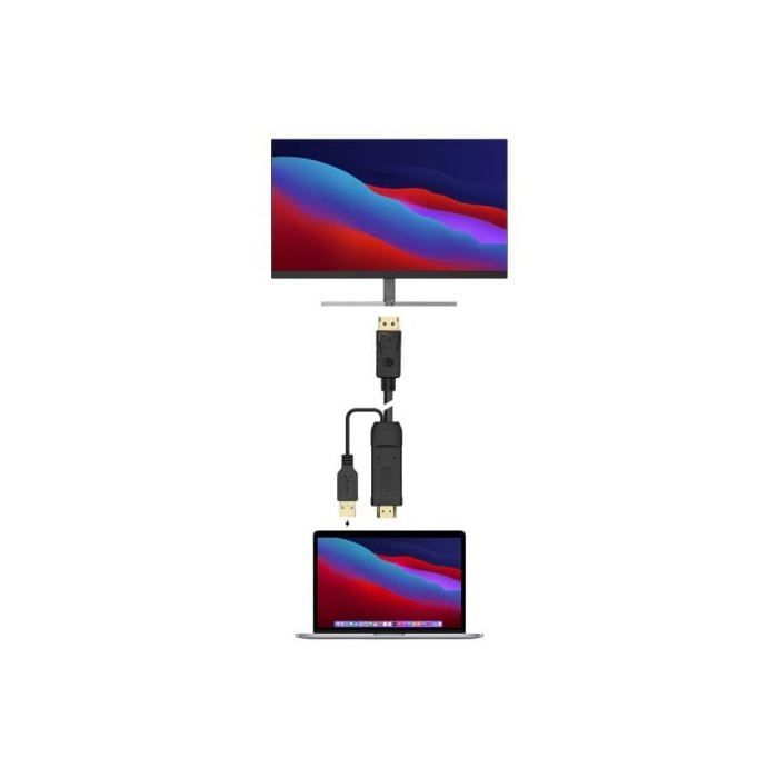 AISENS KONVERTERKABEL A122-0641 DISPLAYPORT MÄNNLICH HDMI MÄNNLICH USB MÄNNLICH 10 cm + 1,8 m SCHWARZ