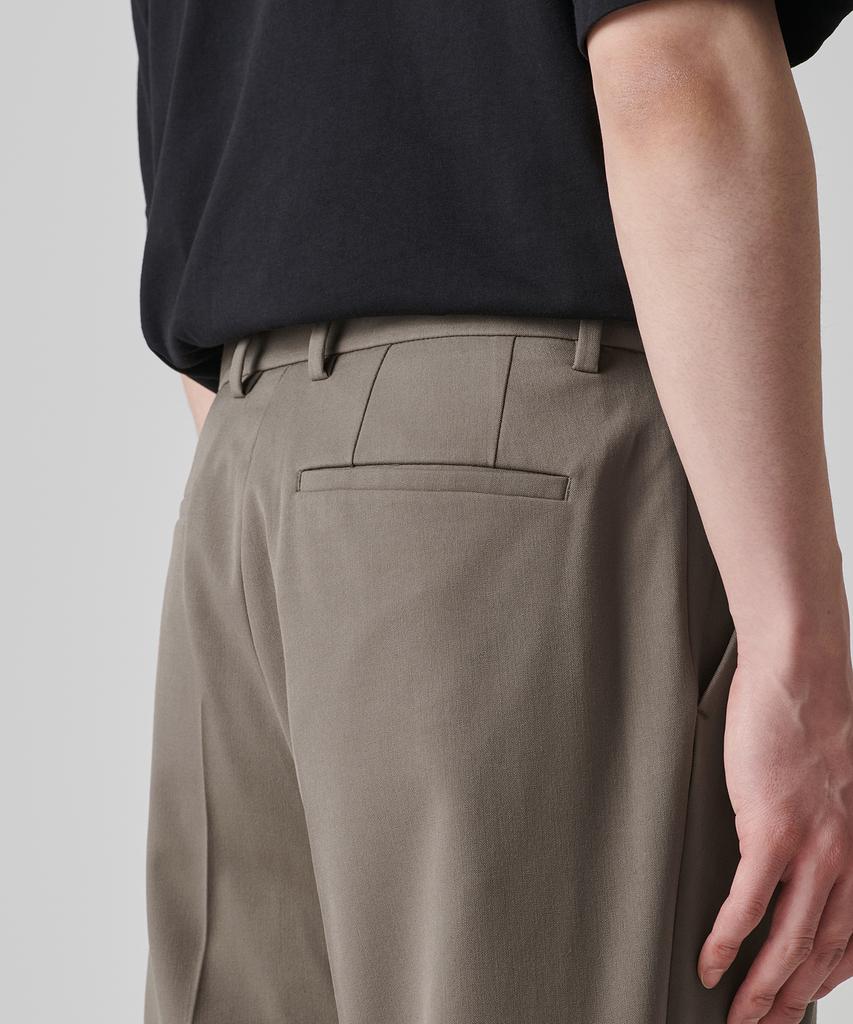 Musinsa Standard Reverse Two-Tuck Semi-Balloon Hidden Elastic Waist Slacks [Dusty Beige]