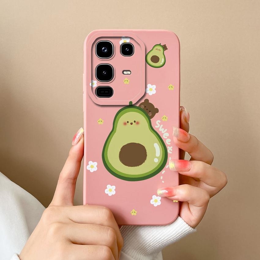 Phone Cover For Infinix Note 50 50X Pro Plus 50S Cute Cartoon Avocado Pattern Square Soft Liquid Silicone Advanced Dustproof Shell For Infinix Housing