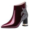 2025Women Boots Luxury Designer Embroidery Ankle Boot Sexy Pointed High Heel Boots for Women Red Dancing Short Boots Botas Mujer