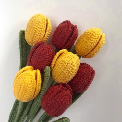 1PC gestrickte handgewebte Tulpen handgemachter Blumenstrauß Home Decor Fake Flower Artificial