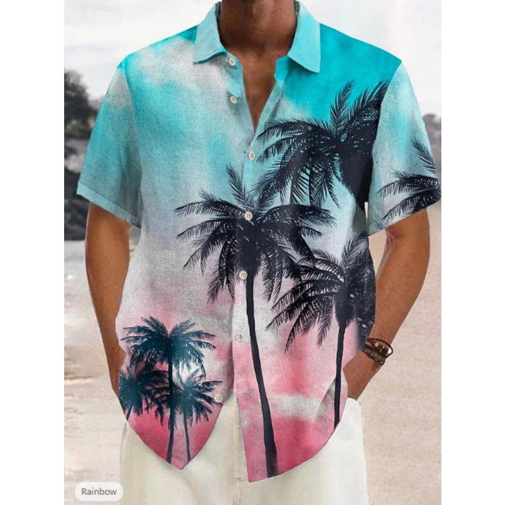 Men's Coconut Tree  3D Print Shirt Button Up Shirt Casual Shirt Summer Shirt Short Sleeve Daily Vacation Clothing