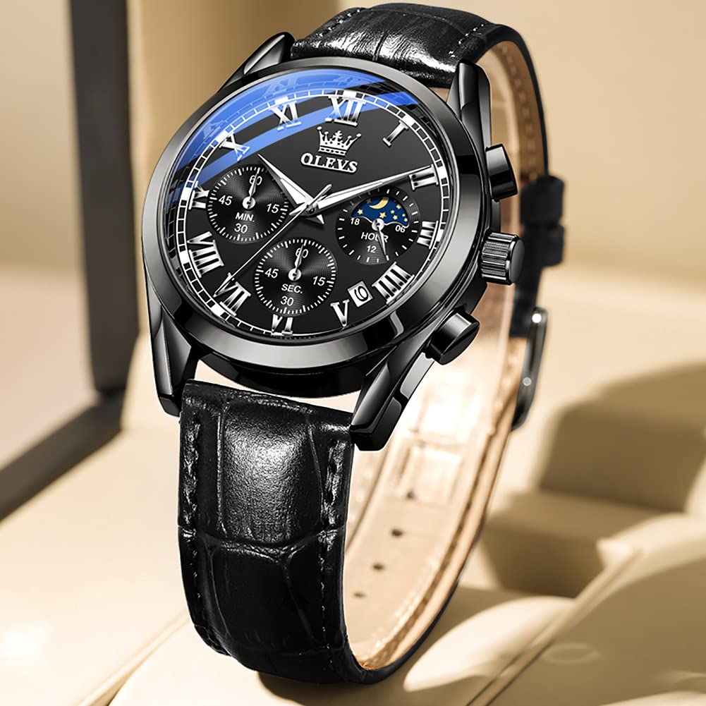 OLEVS Men's Business Wristwatch, Waterproof, Stylish, Stainless Steel Band, Quartz Movement, Analog, Casual, Father's Day Gift