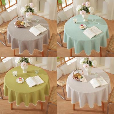Waterproof And Oil-Proof Tablecloth Round Fresh Solid Color Household Tablecloth Retail Heat Insulation And Anti-Scalding Leave-In
