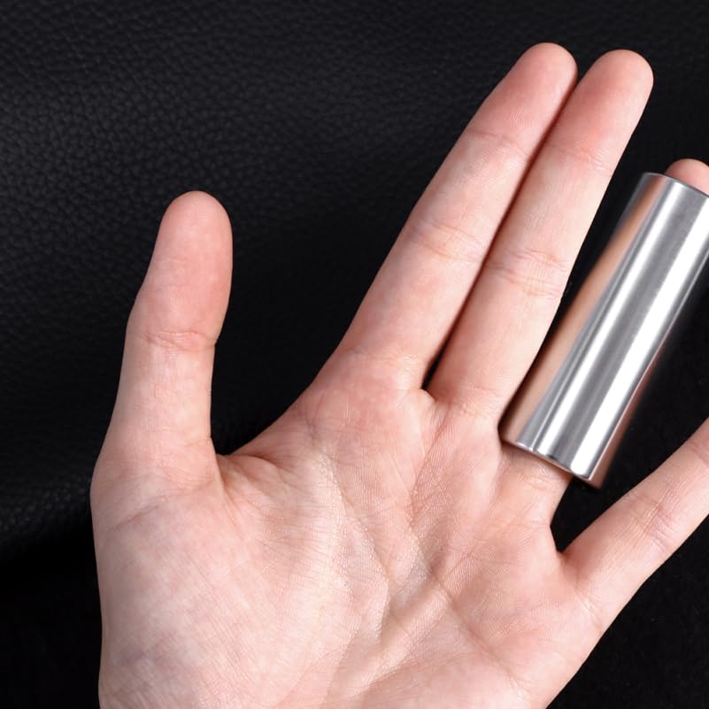 Alasum Guitar Slide Set of 2 Clear Silver Slide Bar Short Medium for Electric Guitar Stainless Steel Glass Bottleneck Playing Accessories