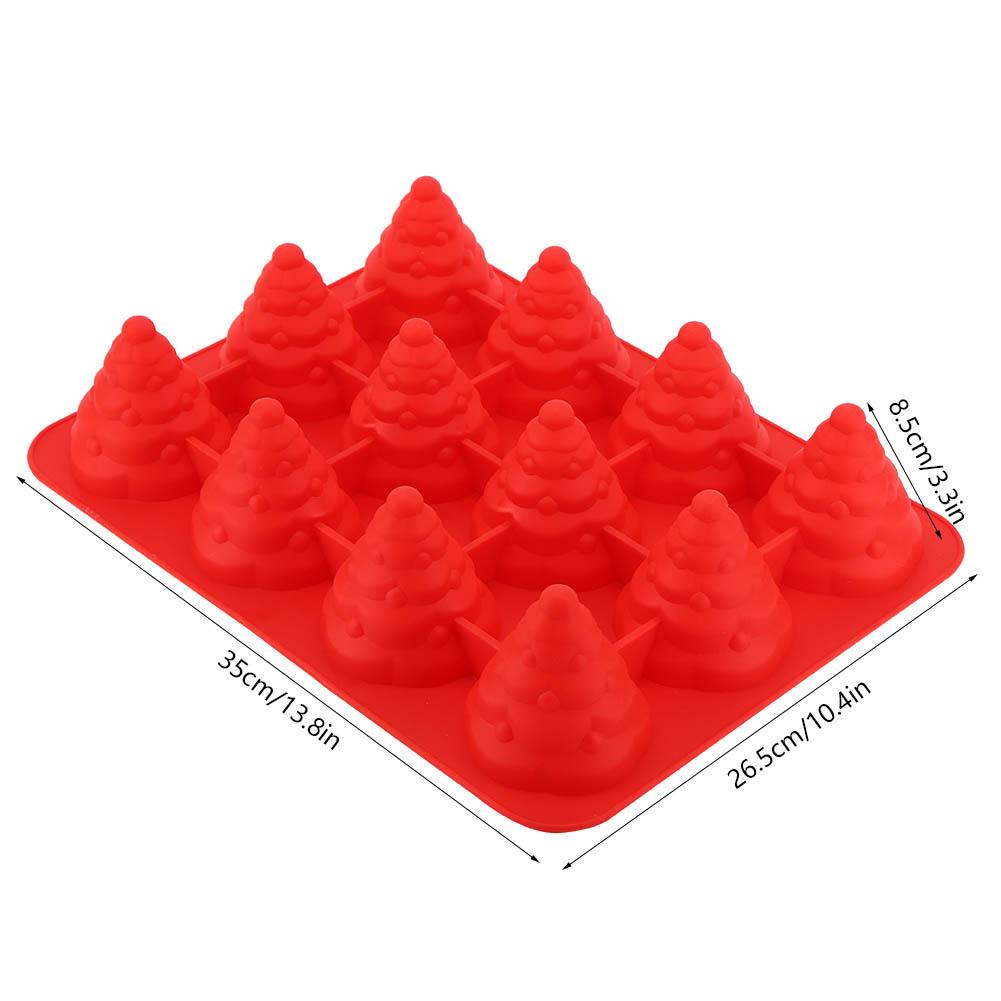 12 Hole   Christmas Tree Silicone Mold Cake Mould for Mousse Chocolate Muffin Baking Tool