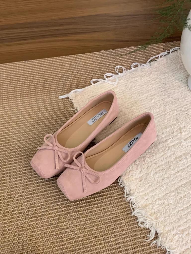 Fashion 2025 French Elegance New Season Suede Low Heel Ballet Flats Bow