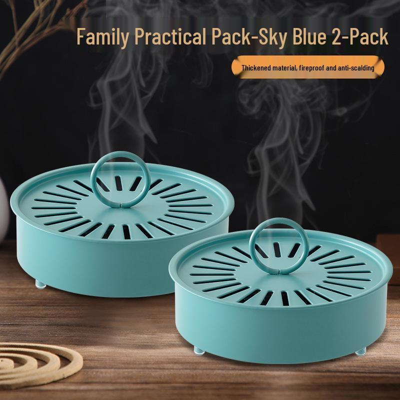 Fireproof Wrought Iron Mosquito Coil Holder with Lid - Creative Carbon Steel Ash-Catcher