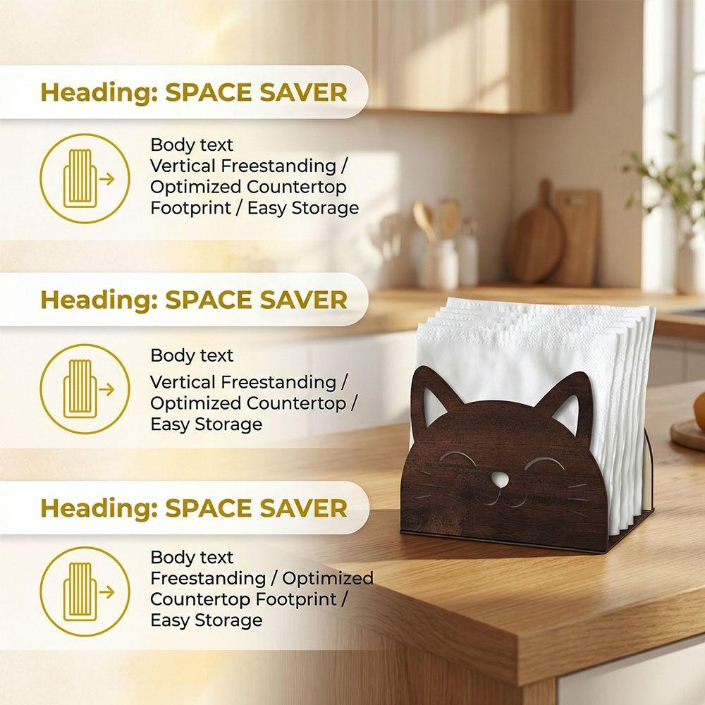 Creative Style Wooden Cat Napkin Holder Wooden Material Wooden Tissue Holder  Cocktail Bar