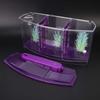 Three Areas Small Aquarium, Transparent Fish Tank, Desktop with Water Change Valve with LED Light for Betta Small Fishes(Purple)