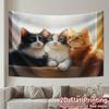 Niedliche Drei-Katzen-Wandteppich Aquarell-Kätzchen Porträt Wandbehang Ästhetische Raumdekoration geeignet Büros Bars Party Extra groß