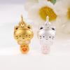 Sterling Silver 999 Cat Cartoon Soup Spoon Pendant with Beaded Rope