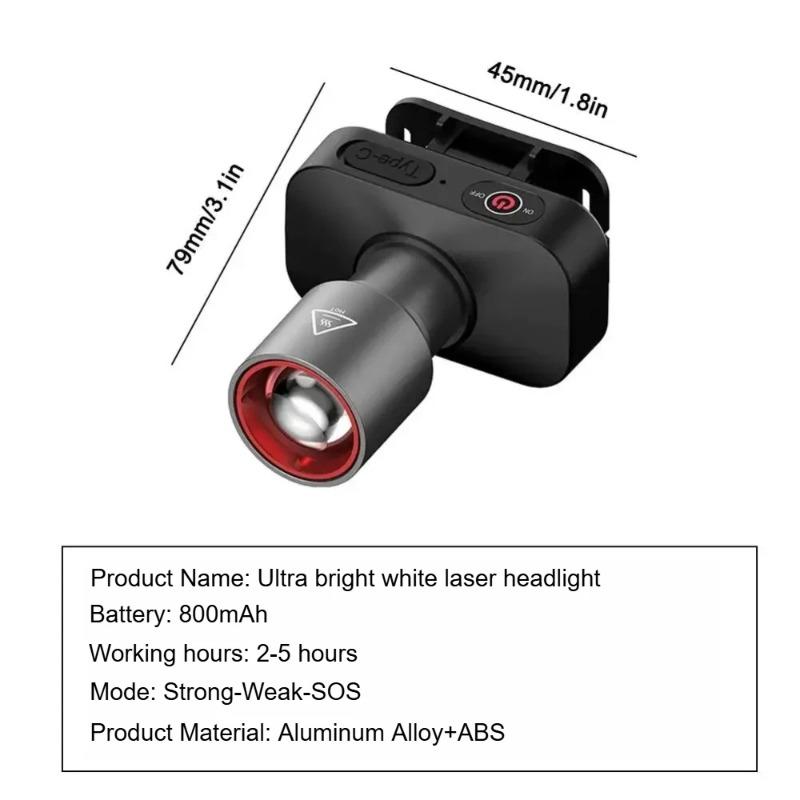 Super Bright LED Headlamp USB-C Rechargeable Camping Headlamp Zoomable Head Torch 3 Mode Dimming Emergency Work Lamp For Running