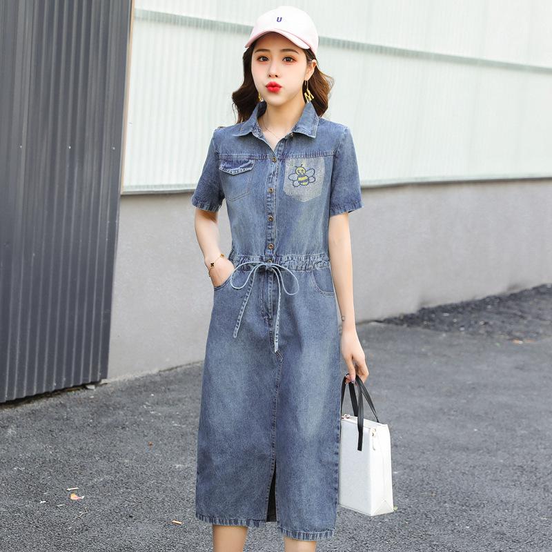 calf length denim dress