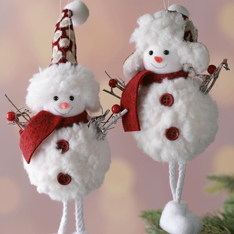 Christmas Angel Snowman Plush Doll Pendant Xmas Tree Hanging Ornaments Party Decor