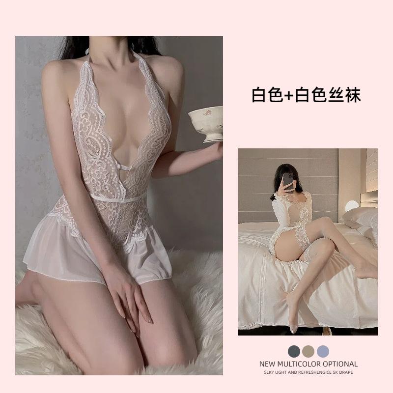 Sex Lingerie Sexy Lace Uniform Temptation Hollowed Out Open Gear Free Onesie Women's Hot Pure Desire Suit