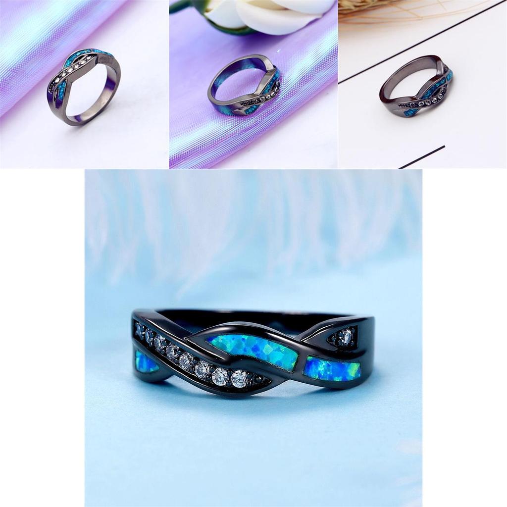 Elegant Blue Opal Ring For Women Featuring Floral Design And Luxurious Materials
