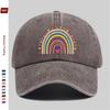 Pc Rainbow And Heart Pattern Printed Baseball Cap Bohemian Style Rainbow Design Sun Hat Comfortable Lightweight Trucker Decor
