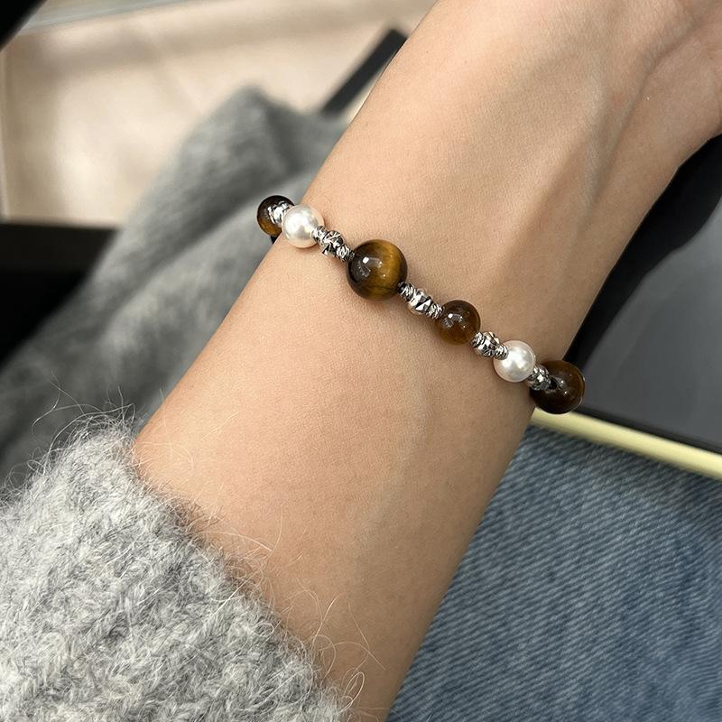 Tiger Eye Stone Pearl Bracelet Women s Jewelry Maillard Retro Indian Style Men s Women s Bracelets Handmade Ethnic Accessories