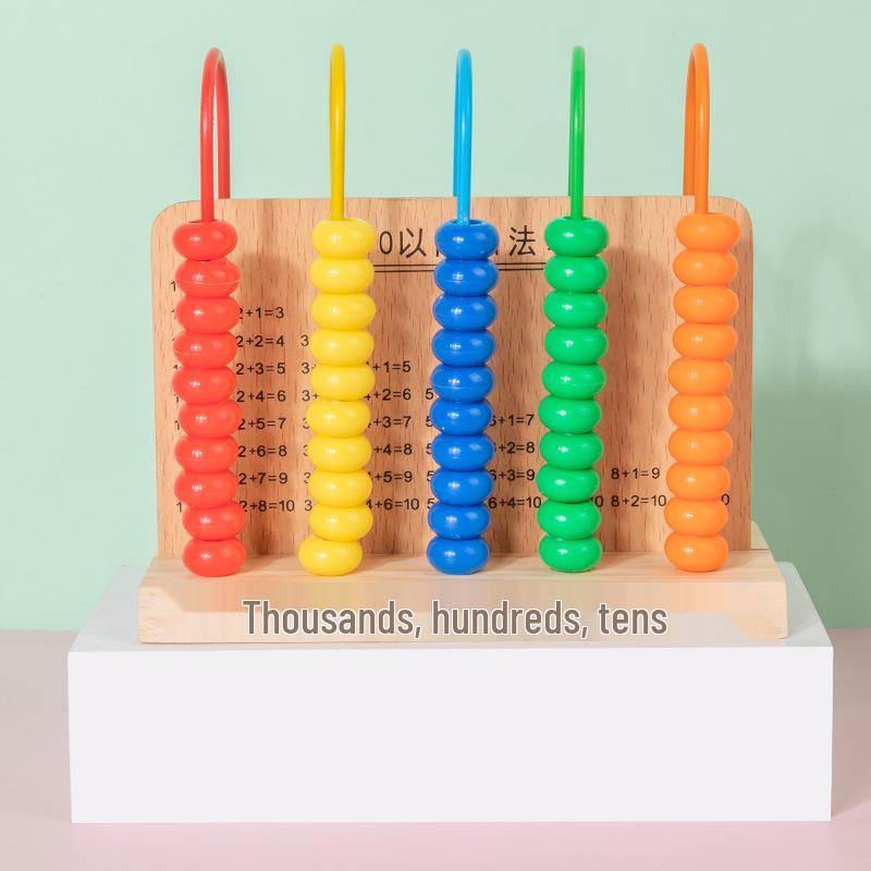Montessori Five-Tier Abacus: Three-Digit Frame for Early Education Math Teaching - Grades 1 & 2
