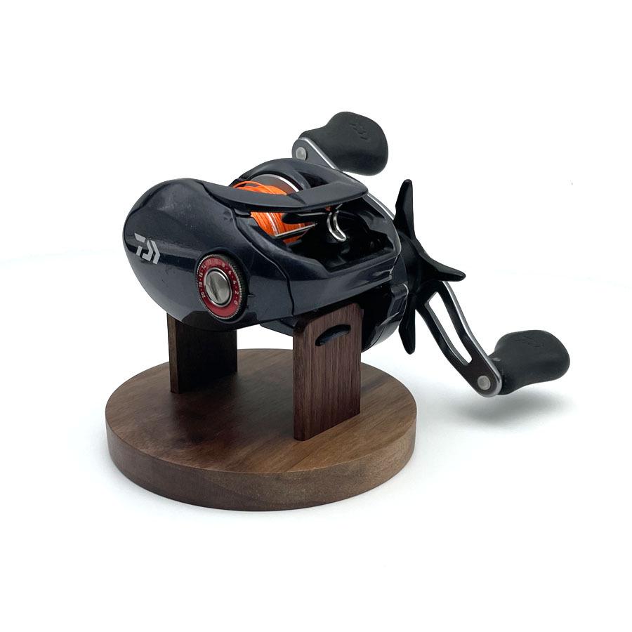 Walnut Wood Display Cabinet for Fishing Tackle: Baitcasting, Electric, and Fishing Reels