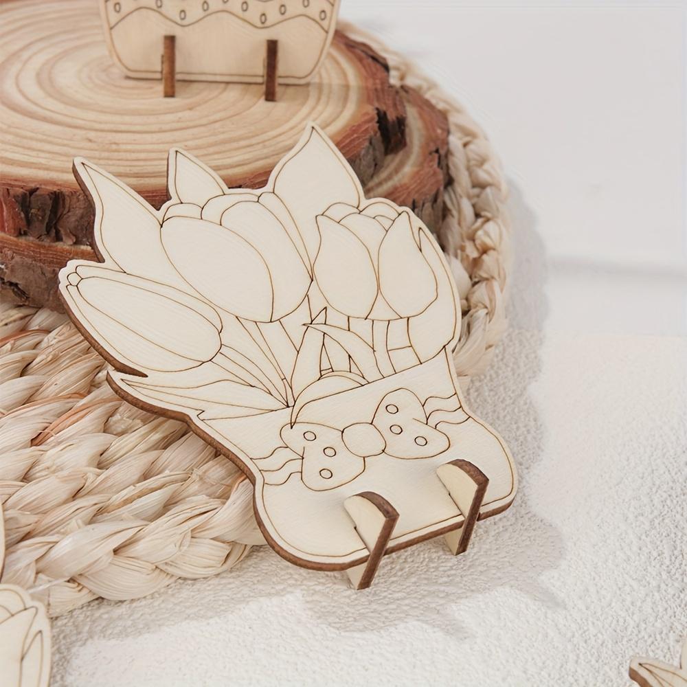 10pcs Unfinished Wooden Flower Crafts - Vintage Floral DIY Craft Kits for  Festival Decor - Artificial Wood Tabletop Decorations