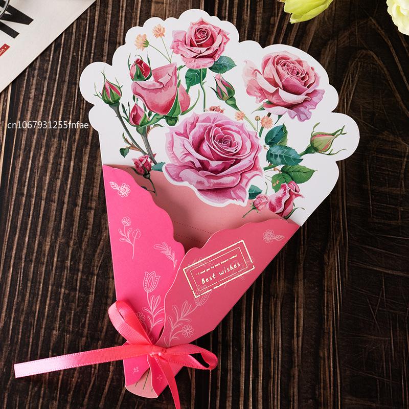 1PCS Carnation Creative Floral Postcard - Exquisite Greeting Card for Birthday Teacher Day Gifts Beautiful Thanks Flowers