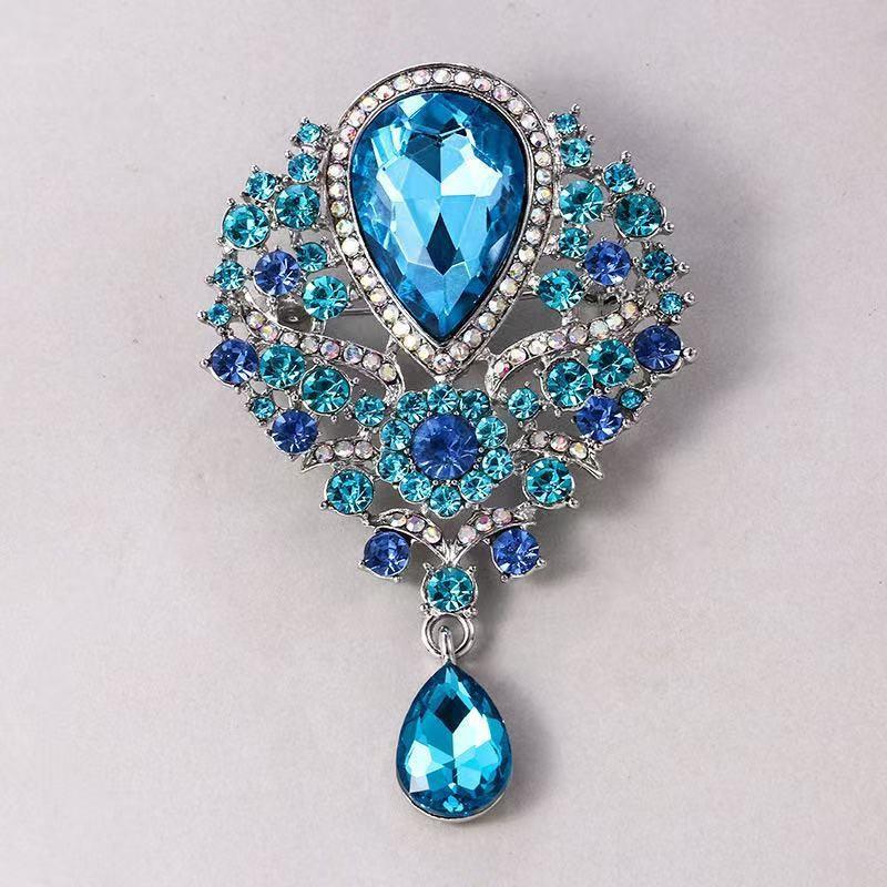 1Pcs Wedding Bridal Bouquet Clear Crystal Rhinestone Teardrop Dangle Brooch Pin Hot Women Men Brooch Clothing Accessories