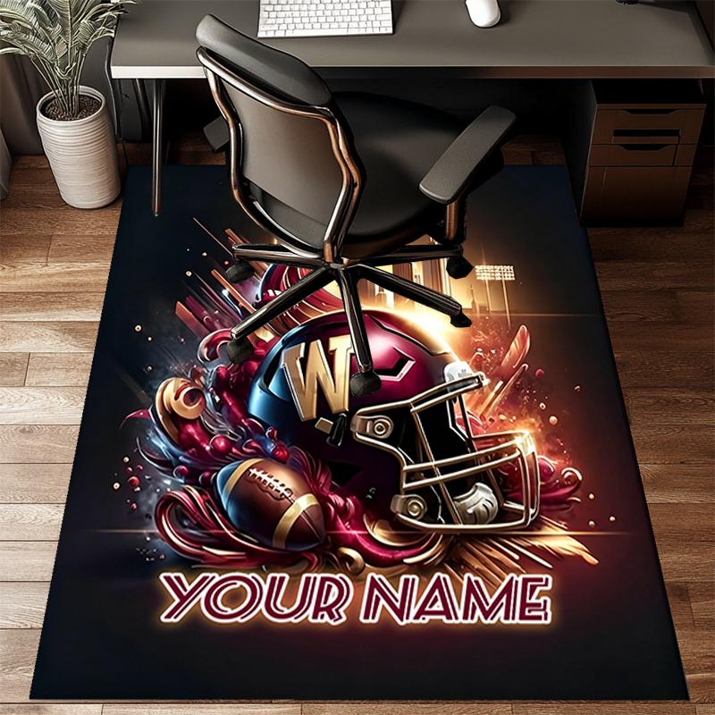 1PC Custom Name Urban Football Helmet Art Theme Floor Mat Ideal for Living Room, Game Rooms, Office, Bedroom,Floor Mat Playful Design229