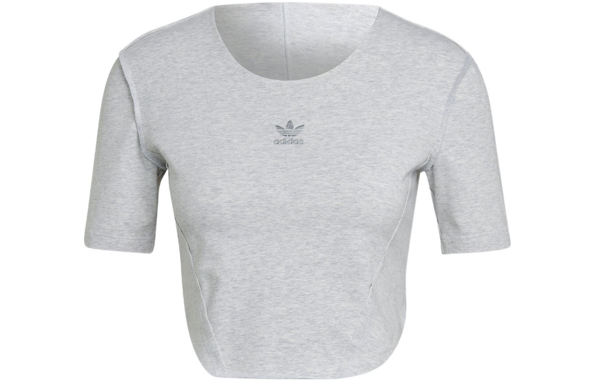 Adidas Originals Crop Tops Women s White Crew Neck Moderate HL9130 S