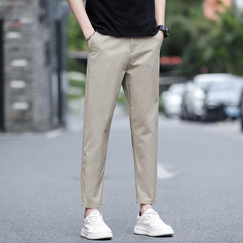 

Мужские летние узкие повседневные прямые брюки Ice Silk — легкие и универсальные 34 хаки