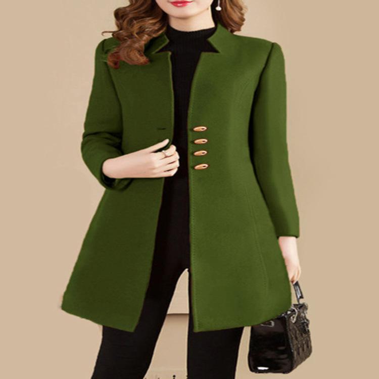 

Korean Style Women s Mid-Length Slim Woolen Coat 2XL