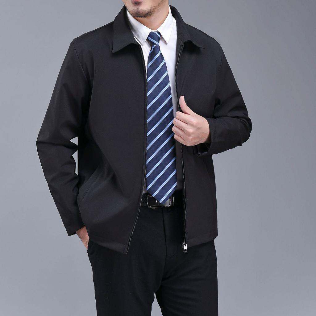 New Autumn and Winter Large Size Men's Jacket Men's Loose Casual Business Lapel Middle-aged and Elderly Jacket Jacket