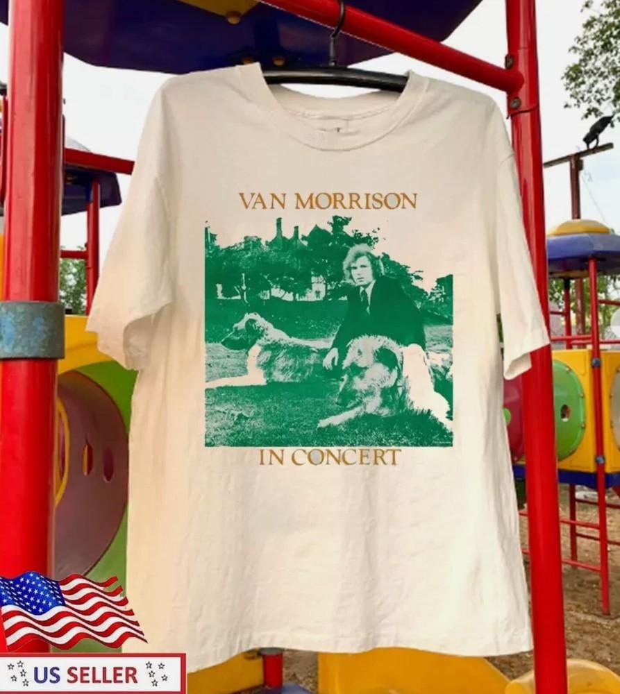 

Редкий! Ван Моррисон на концерте Белая футболка Унисекс XL