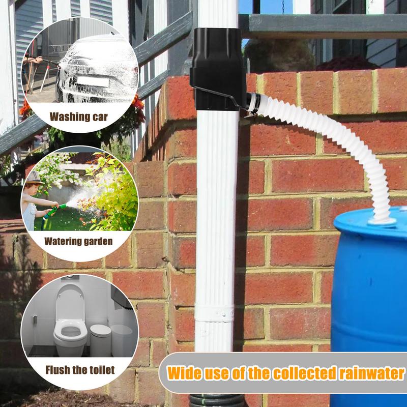 Rain Water Collection System Yard Gutter Drain with Hose Rainwater Collector for Downspout Watering Roof Water Harvesting Garden