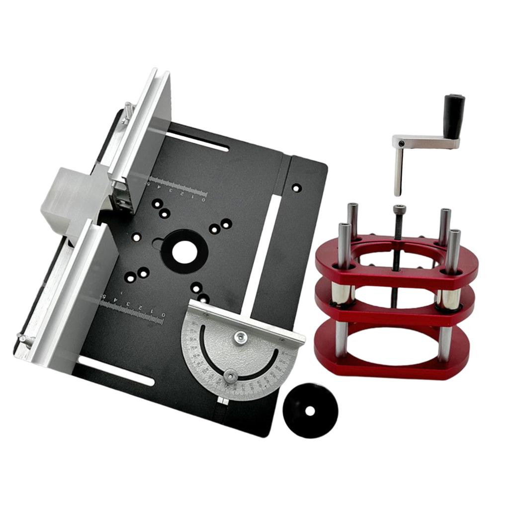 Router Lift Kit W/ Aluminum Router Plate for 65mm Diameter Motors Woodworking Router Table Workbench Trimmer Engraving Machine