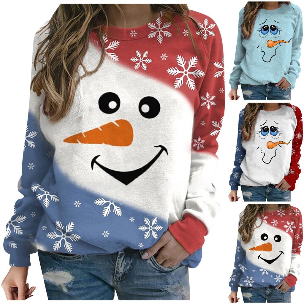 Women's Casual Fashion  Print Long Sleeve O-Neck Pullover Top