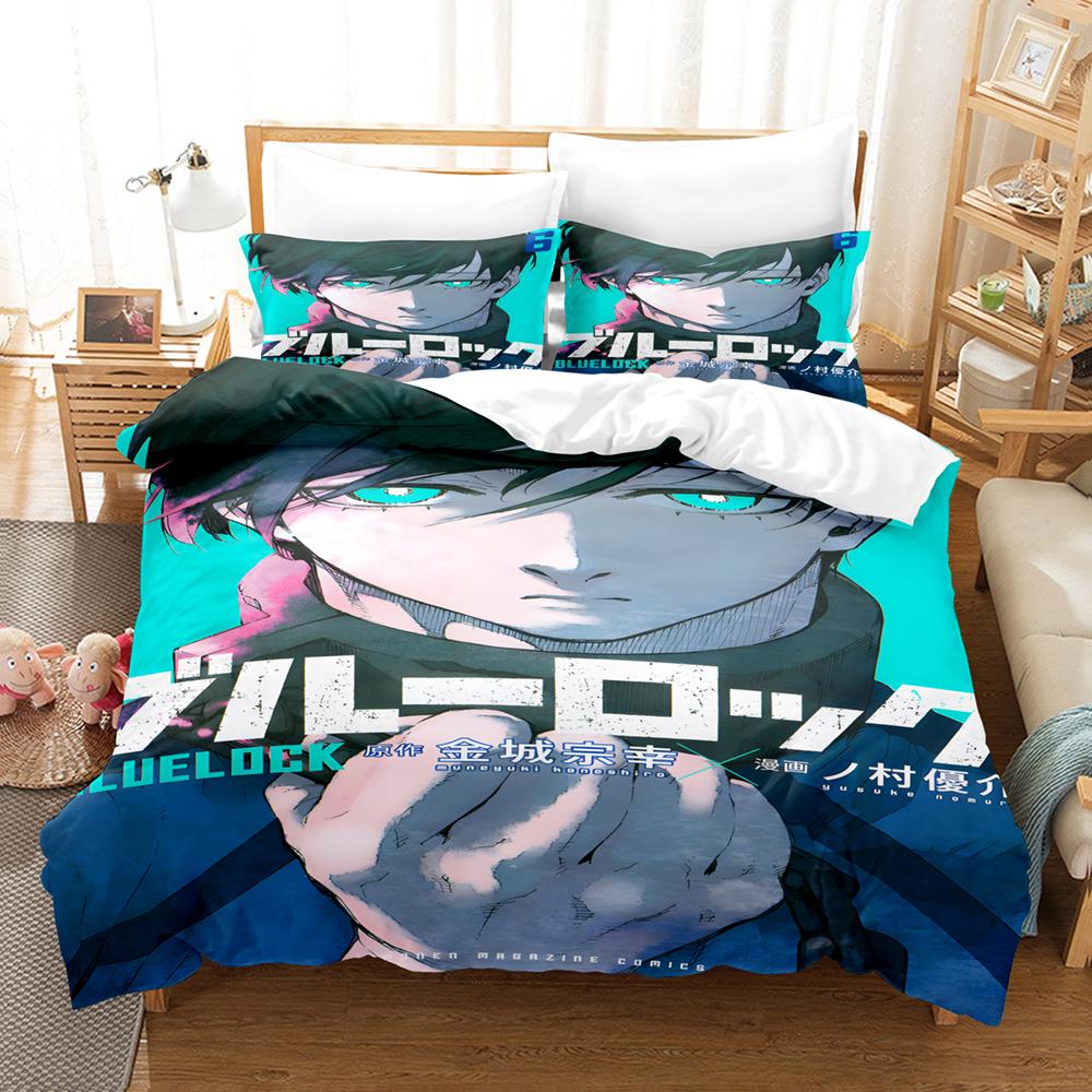 

Комплект постельного белья из 3 предметов Аниме Bluelock-k 3D-принт Пододеяльник Наволочки Размер Квин Король Домашний декор 100% Полиэстер Комплект постельного белья Eu Twin 135x200cm