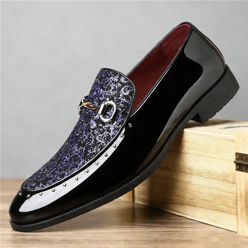 Designer Fashion New Charm Sequins Rivet Slip on Shoes for Men Designer Formal Wedding Prom Dress Homecoming Footwear